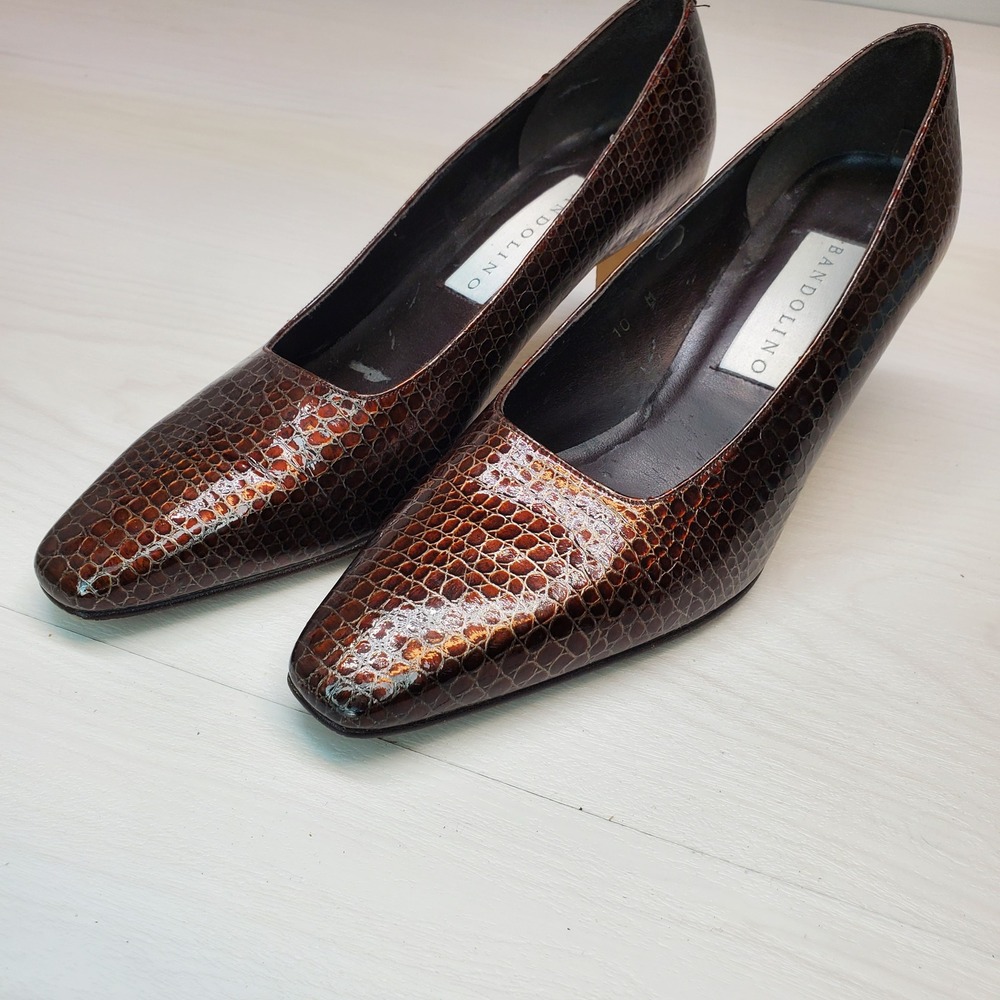 Bandolino‎ Women's Brown Faux Snakeskin Pointed Toe Heels Size 10M